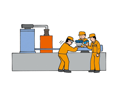 熱可塑性樹脂の射出成形機の修理作業中に火傷