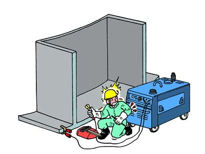 交流アーク溶接機を使用中に感電する