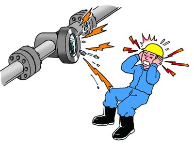圧力容器のガラス製のぞき窓が破裂し、破裂音により難聴になる