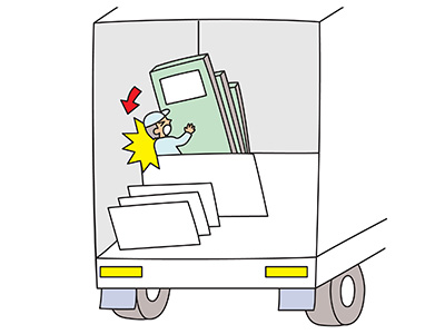 被災者はトラックステーションにトラックを駐車させたが、翌日、トラック荷台上で荷物と仕切り板との間に挟まれて死亡していた。