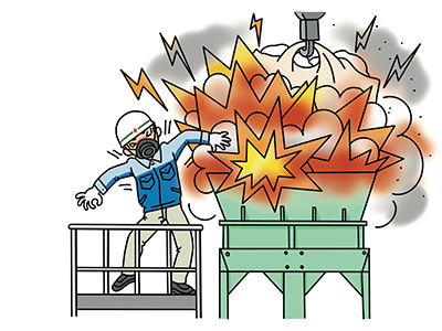 フェロシリコンマグネシウム粉砕時に静電気により粉じん爆発
