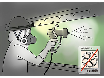 水系剥離剤を用いた橋梁塗装の剥離作業中の中毒