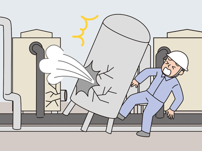 圧力タンクが破裂して吹き飛んだ