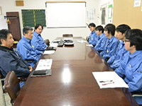 所長による現地作業出張者、出張前安全訓示