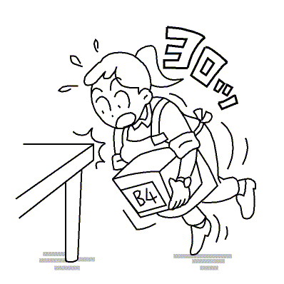 箱を持ち上げたとき、バランスを崩して転倒した