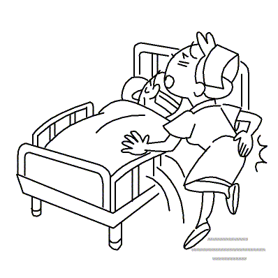 患者さんの体位を直して腰をひねった