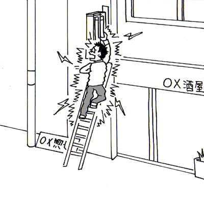 蛍光灯の管球を取り外そうとしたところ感電した