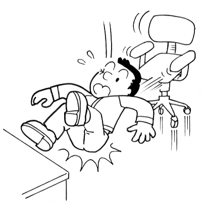 着席しようとしたら椅子が逃げてしりもち