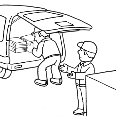 廃棄書類を捨てようと、車両のトランクから荷を取り出し振り向いたときトランクの扉に頭を打ちそうになった