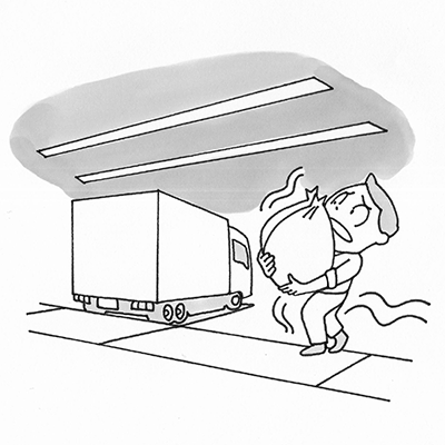 夜間、ごみ集積場へ向かっていた際、トラックバースへ転落しそうになった