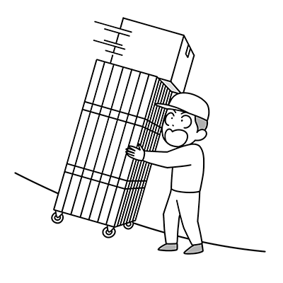 カゴ車の天井にのせていた20kgの段ボール箱が頭上に落下しそうになった