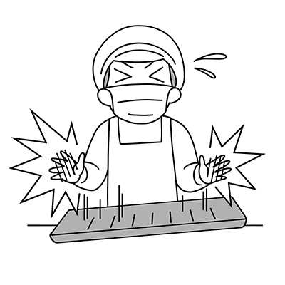 高温の鉄板を素手で触って火傷をしそうになった