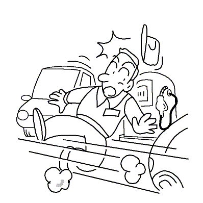車道に出て車を誘導し、走行車にはねられそうになった