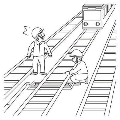 融雪カンテラの点火作業中に、後方から来た列車に接触しそうになった