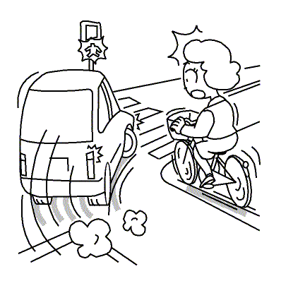 後方から来て右折した車両にはねられそうになった