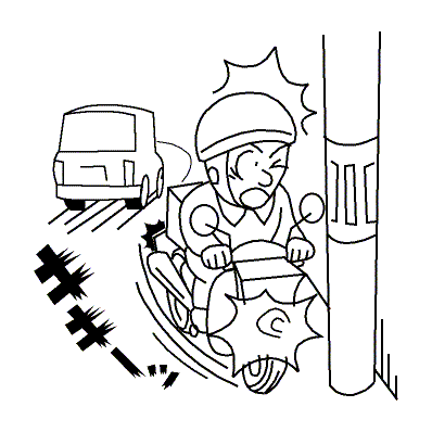 バイクで集金業務中、電柱に激突しそうになった