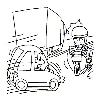 対向車線から右折した乗用車と衝突しそうになった