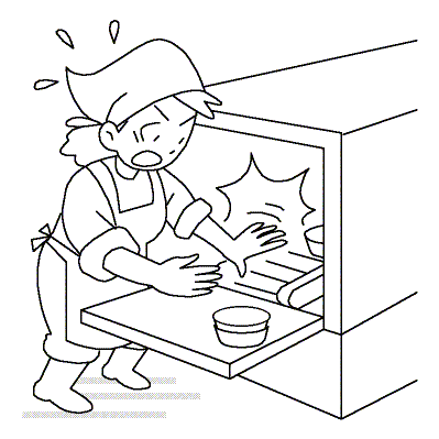食器の洗浄作業中、指をはさまれそうになった