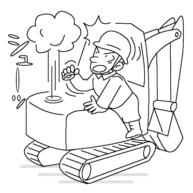 オーバーヒートしたユンボから蒸気が噴出し火傷しそうになった
